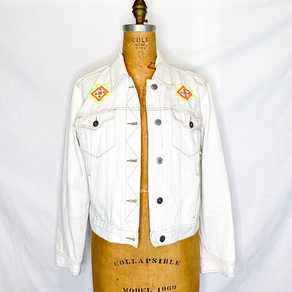 RARE Furst of A Kind Neon Embroidered Bleached Denim Jacket - Picture 4 of 6